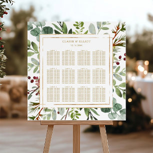 Poster Botanical Christmas Gold Wedding Seating Chart