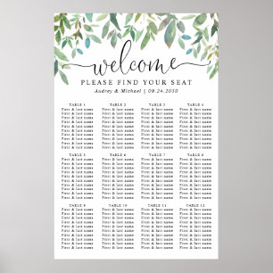 Poster Botanical Greenery Welcome Mariage Seating Chart