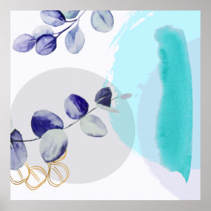 Poster Botanique Boho Cyan Pourpre