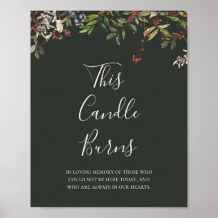Poster Botanique de Fêtes Cette Bougie Verte Foncé Brûl