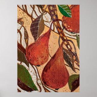 Poster Botanique de fruits de poire juteuse
