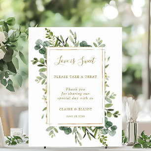 Poster Botanique Gold Love is Sweet Dessert Bar Panneau