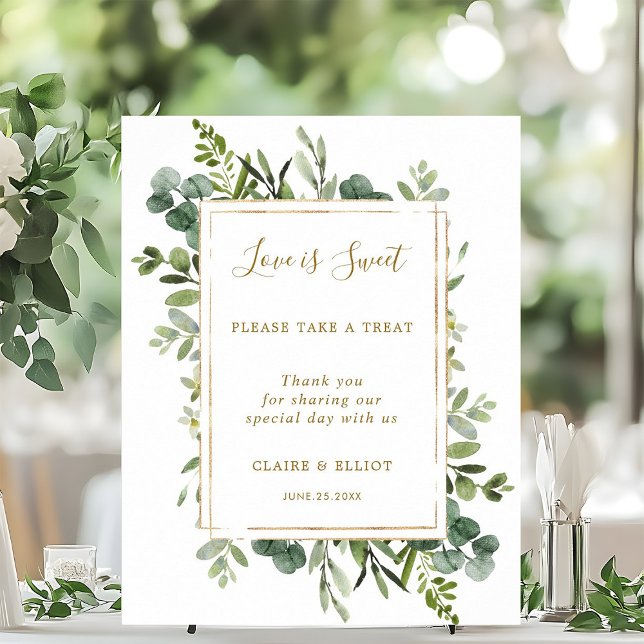 Poster Botanique Gold Love is Sweet Dessert Bar Panneau (Créateur téléchargé)