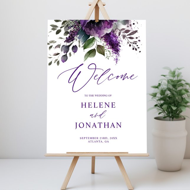 Poster Botanique Moderne Mariage élégant Bienvenue (Botanical Modern Elegant Wedding Welcome Poster)