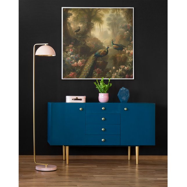 Poster Botanique : trois paons dans le jardin anglais (Créateur téléchargé)