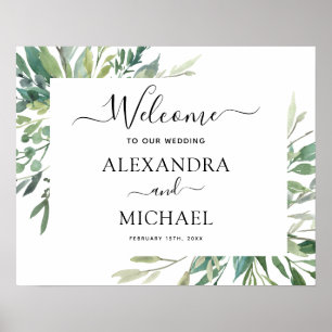 Poster Botanique Verdure Feuillage Aquarelle Mariage Post