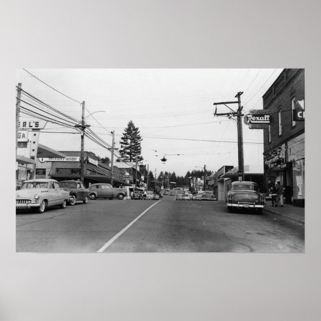 Poster Bothell, WA - Scène de la rue Downtown Photographi (Devant)