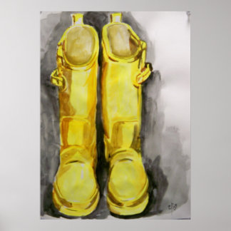 Poster Botte de pluie jaune 4