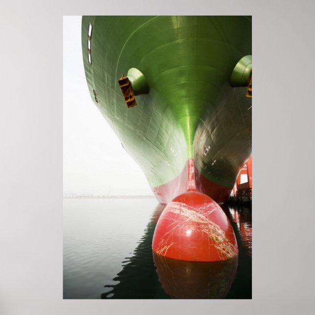 Poster Botte D'Un Navire À Fret Rouge Et Vert |Long Beach (Devant)