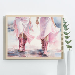 Poster Bottes d'aquarelle branchées pour filles sur la pl