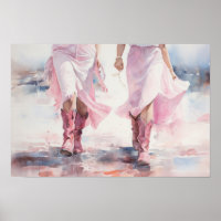 Bottes de cow-girls branchées aquarelle marchant s