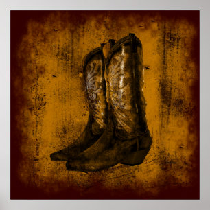 Poster Bottes de cowboy occidentales d'usage de KRW