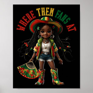 Poster Bottes Sur Le Terrain Black Girl Cowgirl Où Ils