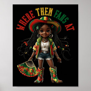 Poster Bottes Sur Le Terrain Black Girl Cowgirl Où Ils