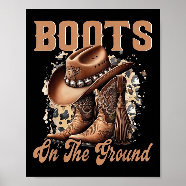 Poster Bottes Sur Le Terrain Boot Cowboy Western Cowgirl (Devant)