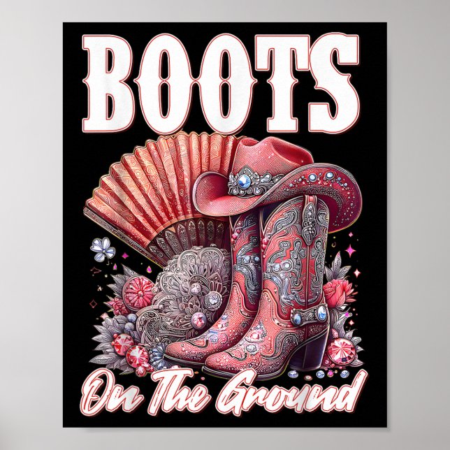 Poster Bottes Sur Le Terrain Boot Cowboy Western Cowgirl  (Devant)