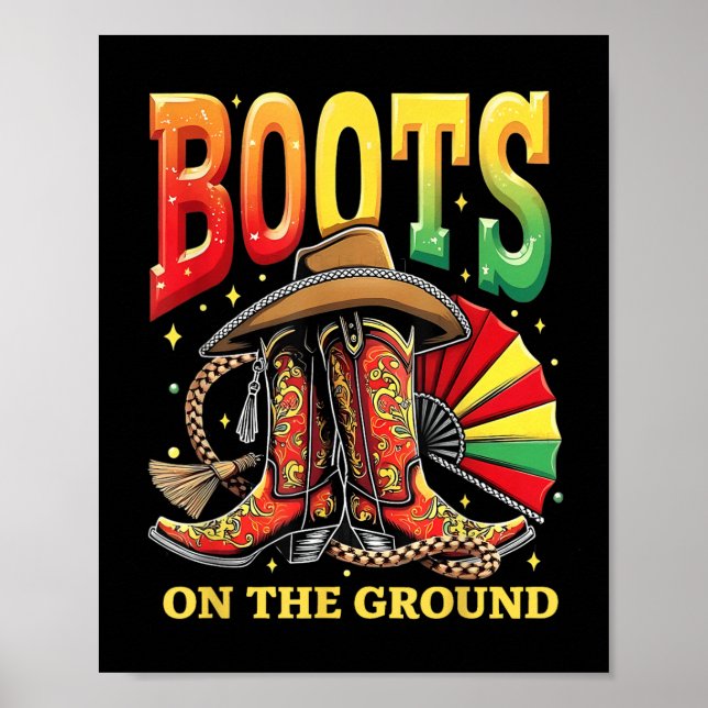 Poster Bottes Sur Le Terrain Junetten Cowgirl Pays Wes (Devant)
