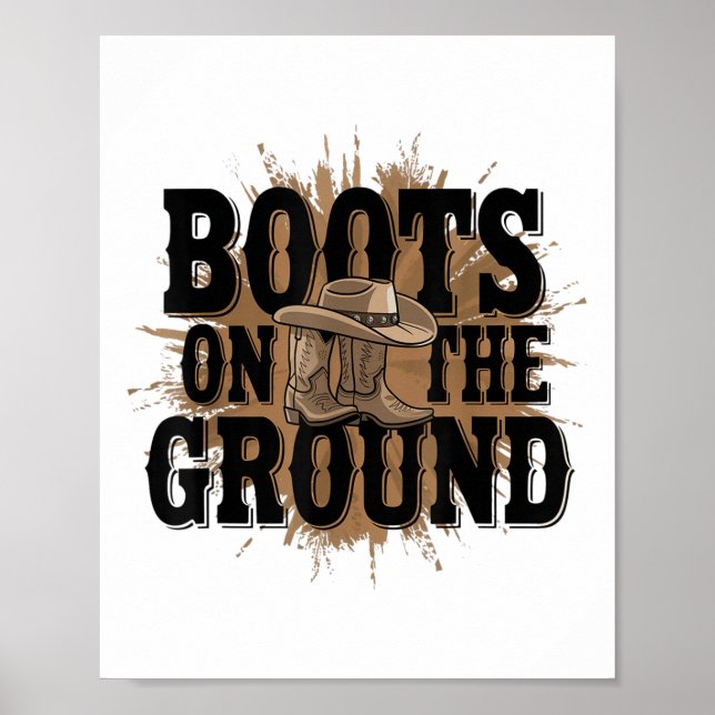 Poster Bottes Sur Le Terrain Western Cowboy Rodeo Country (Devant)
