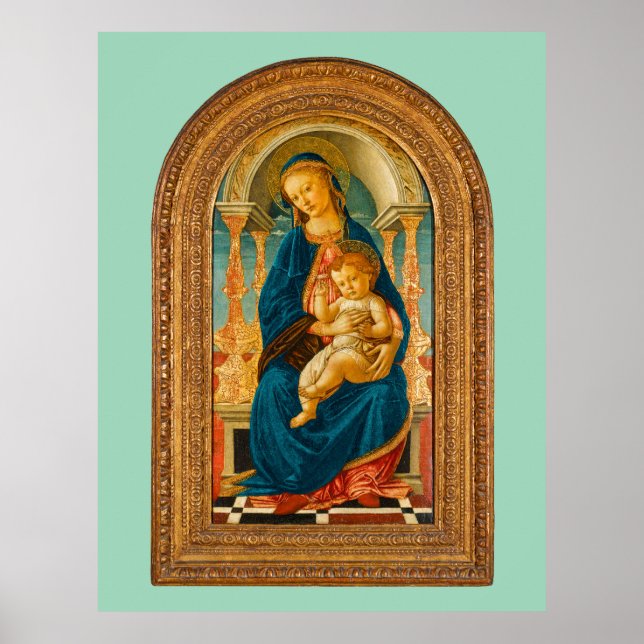 Poster Botticelli (1445-1510) Madonna & Child Enthroned (Devant)