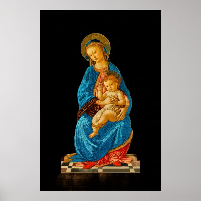 Poster Botticelli Madonna et l'enfant intronisé (Devant)