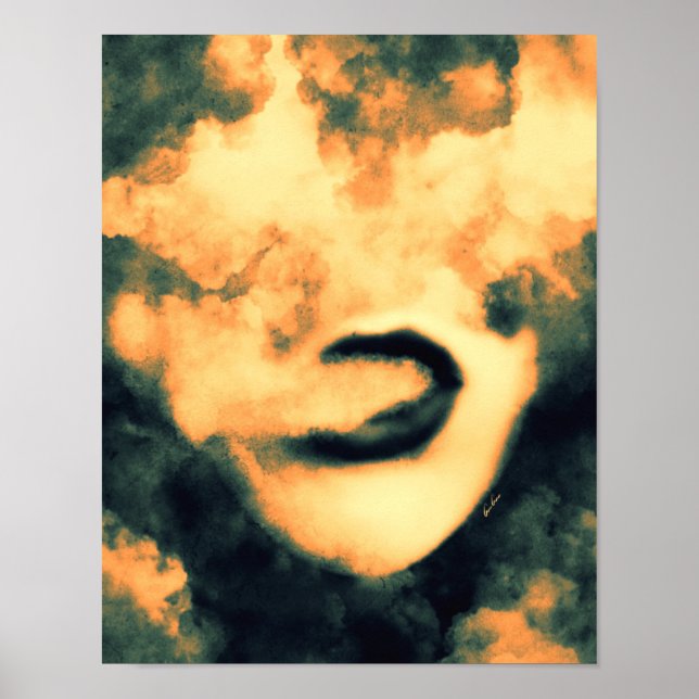 Poster Bouche fumée Vape Grunge Art (Devant)