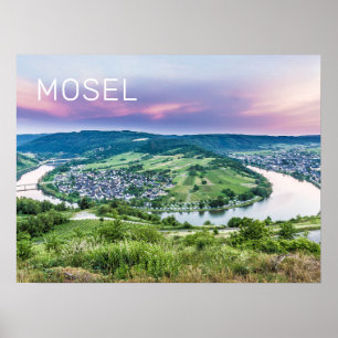 Poster Boucle Moselle Coucher de soleil Kroev Panorama Al
