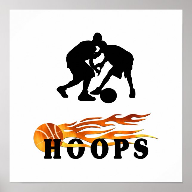 Poster Boucles de basket-ball flamboyantes (Devant)