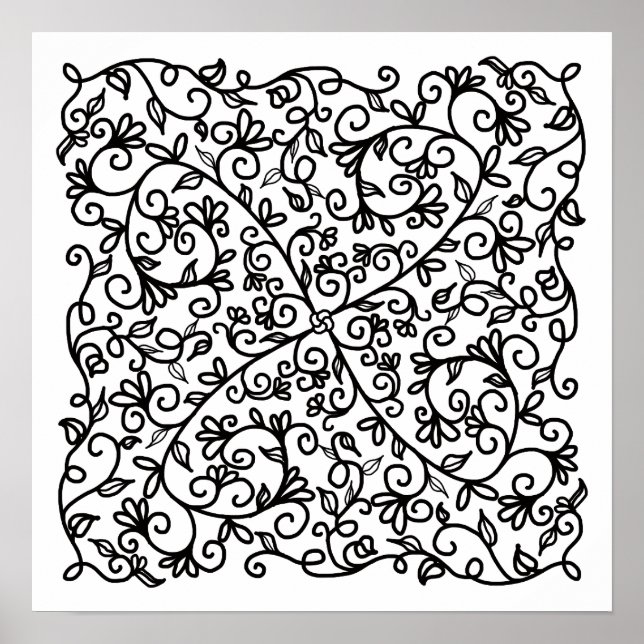 Poster Boucles 'n Tourbillons Floral Vines Couleur moi (Devant)