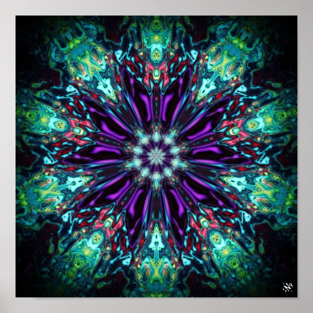 Poster Bouclier de monstres de fleurs v2 - pareidolia mot (Devant)