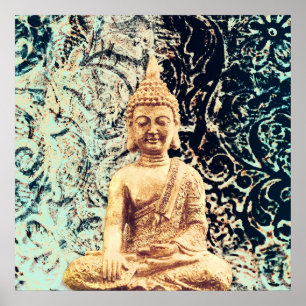 Poster Bouddha assis Terre Élégante Zen Illumination