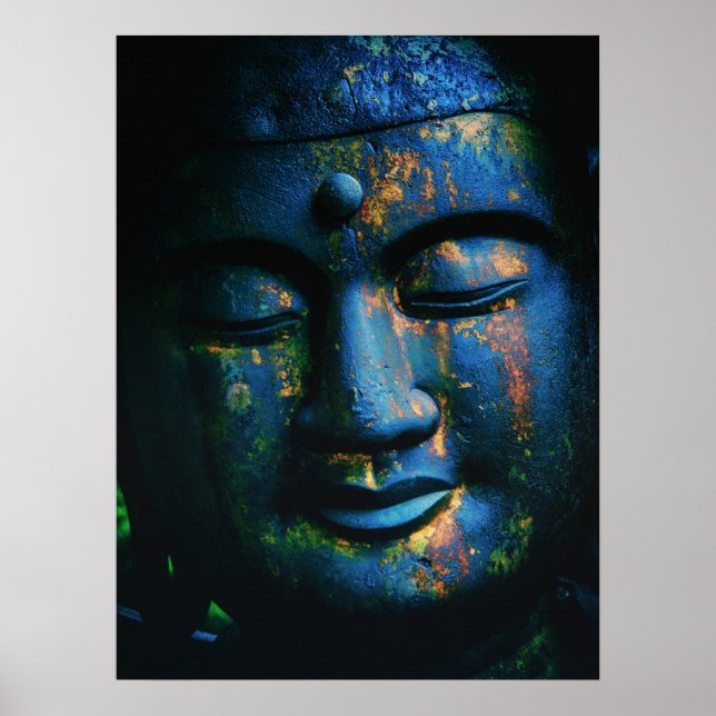 Poster Bouddha Bleu Om Peace (Devant)