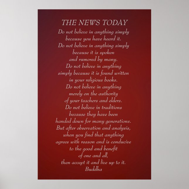 Poster Bouddha citation Ne croyez pas News Today (Devant)