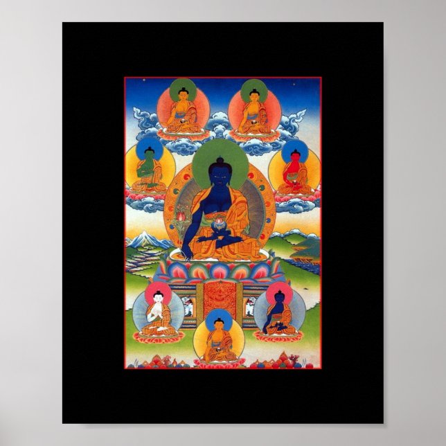 Poster Bouddha de médecine Bouddha Art bouddhiste tibétai (Devant)