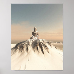 Poster Bouddha de montagne couvert de neige