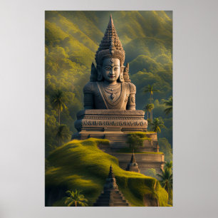 Poster Bouddha de montagne indonésien