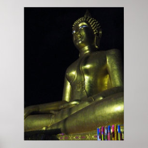 Poster Bouddha doré la nuit