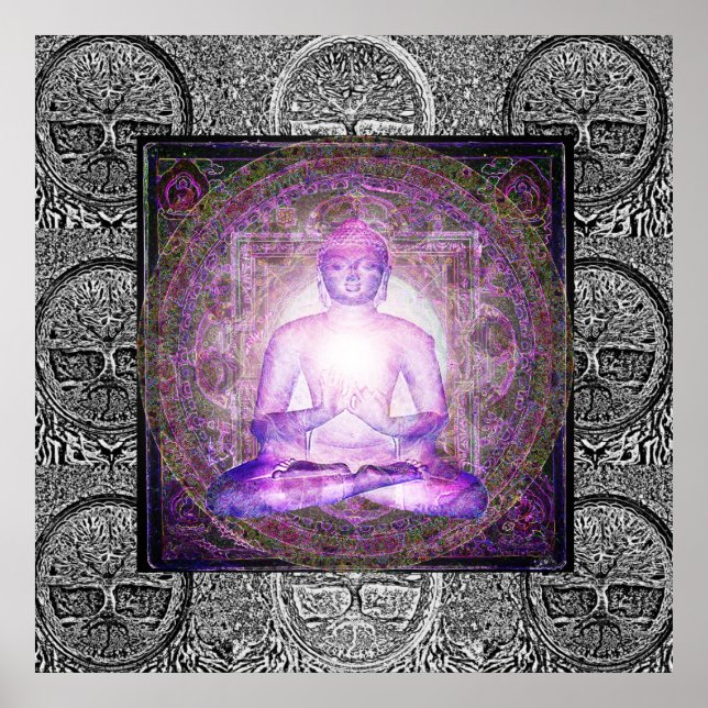 Poster Bouddha et arbre de vie (Devant)