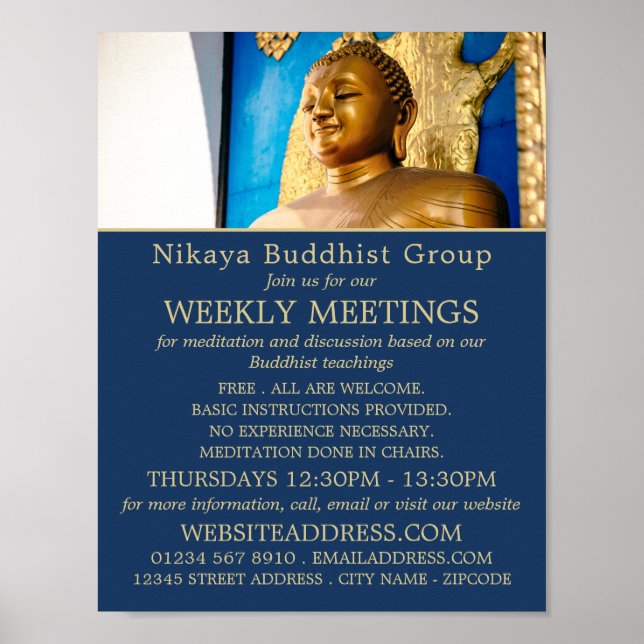 Poster Bouddha Gautama, Groupe bouddhiste Publicité (Devant)
