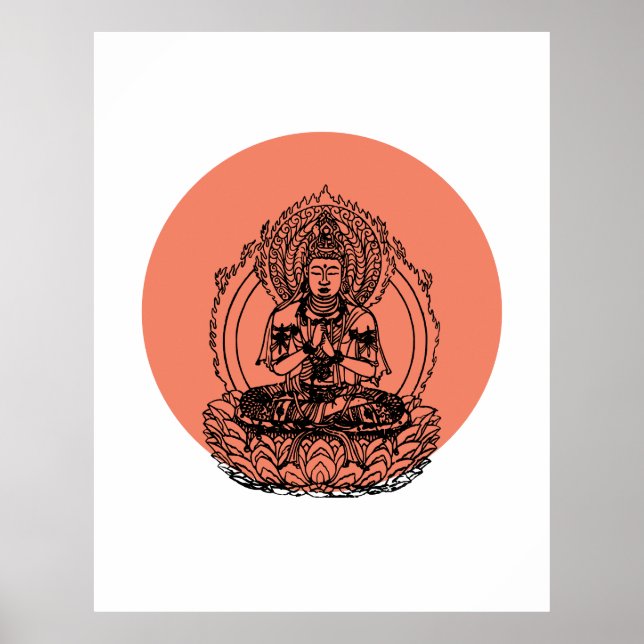 Poster Bouddha lotus (Devant)