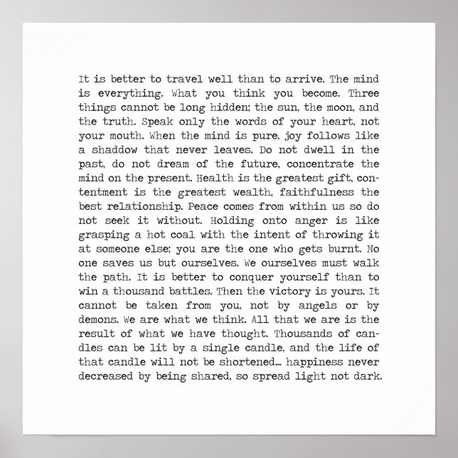 Poster Bouddha Mots de sagesse citant (Devant)