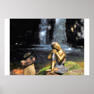 Poster Bouddha on water