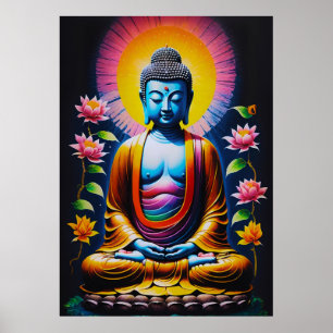 Poster Bouddha - Pleine Conscience en Fleur
