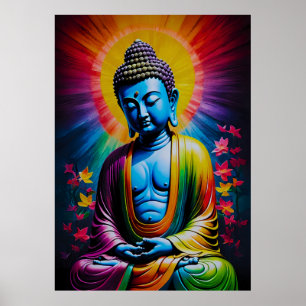 Poster Bouddha Rayons Sacrés de Paix