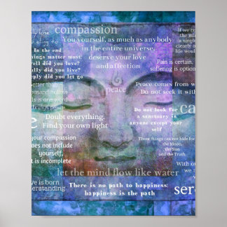 Poster Bouddha Réveil art spirituel avec citations