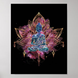 Poster Bouddha spirituel dans la fleur de lotus Méditatio