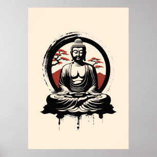 Poster Bouddha Zen japonais