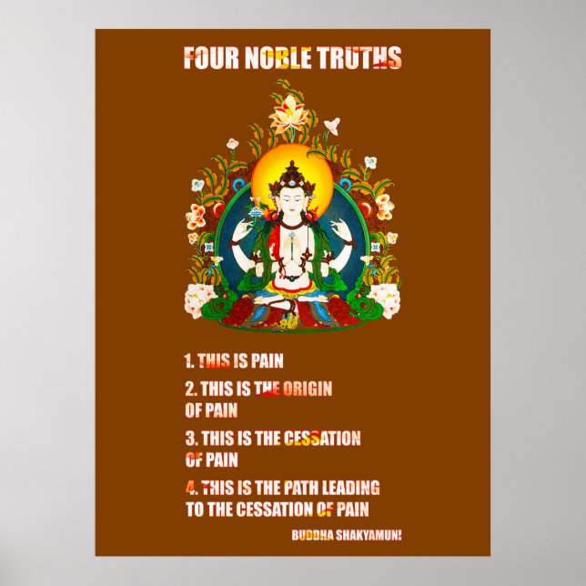 Poster Bouddhisme 4 Noble Truth Bouddha Teachings (Devant)