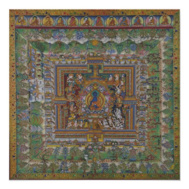 Poster Bouddhisme tibétain Bouddha de médecine bleue (Devant)