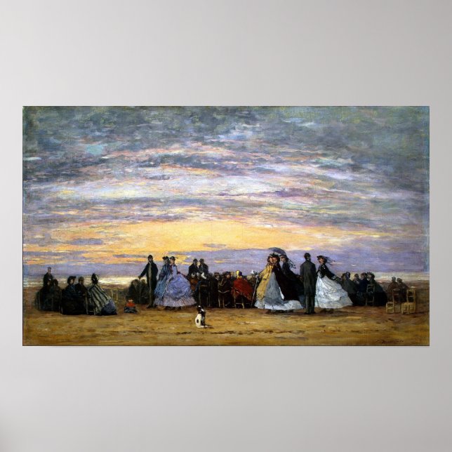 Poster Boudin - La Plage À Villerville, 1864 (Devant)