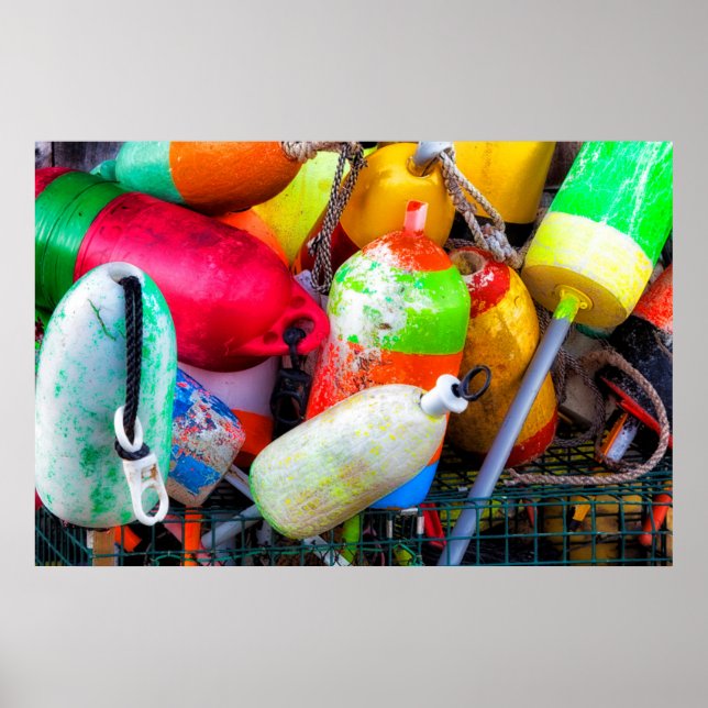 Poster Bouées de homard à Bass Harbour (Devant)